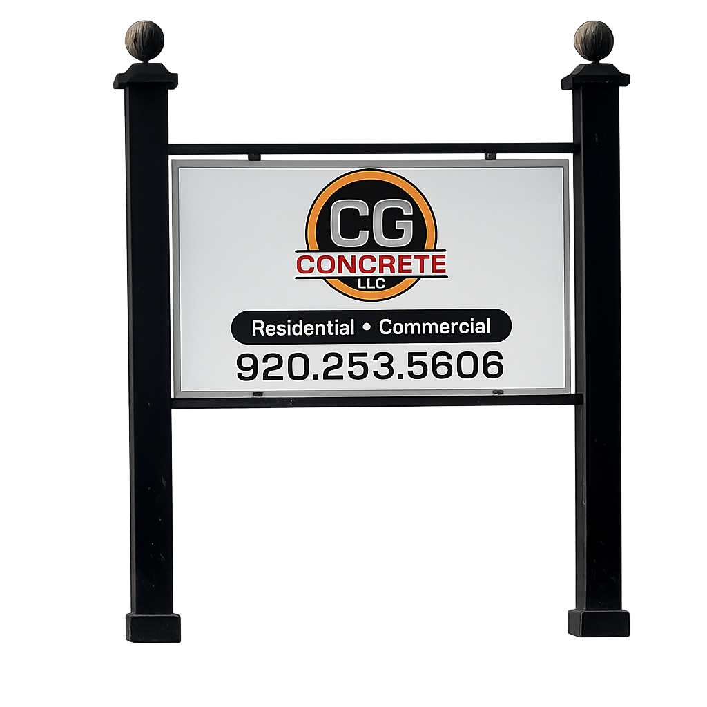 CG Concrete LLC yard sign — Residential and Commercial — 920.253.5606